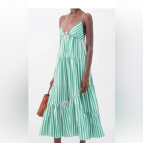 La Ligne Drawstring front striped cotton dress size xl - Picture 3 of 11